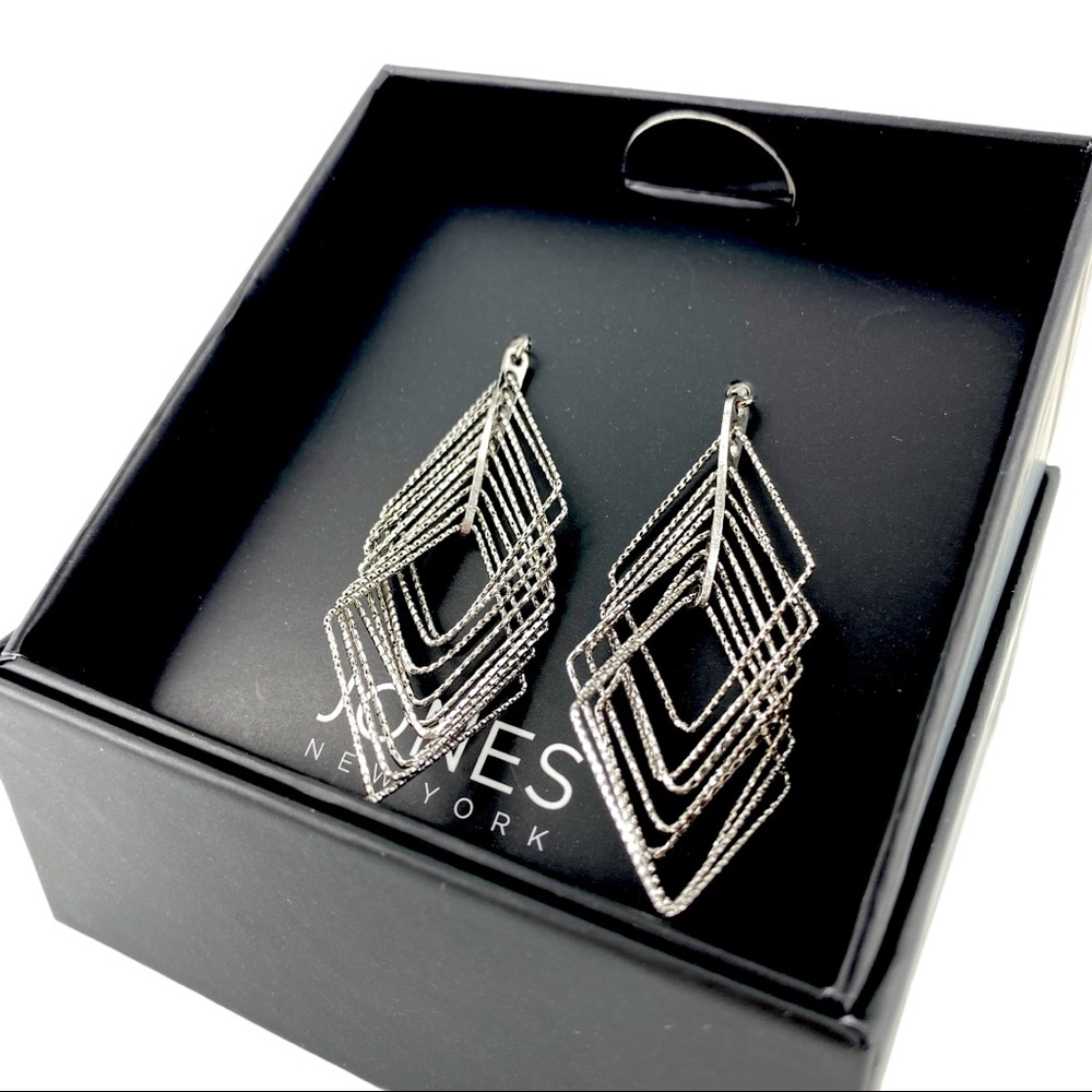 Jones New York Platinum MIA Drop Earrings – Silver Geometric Statement